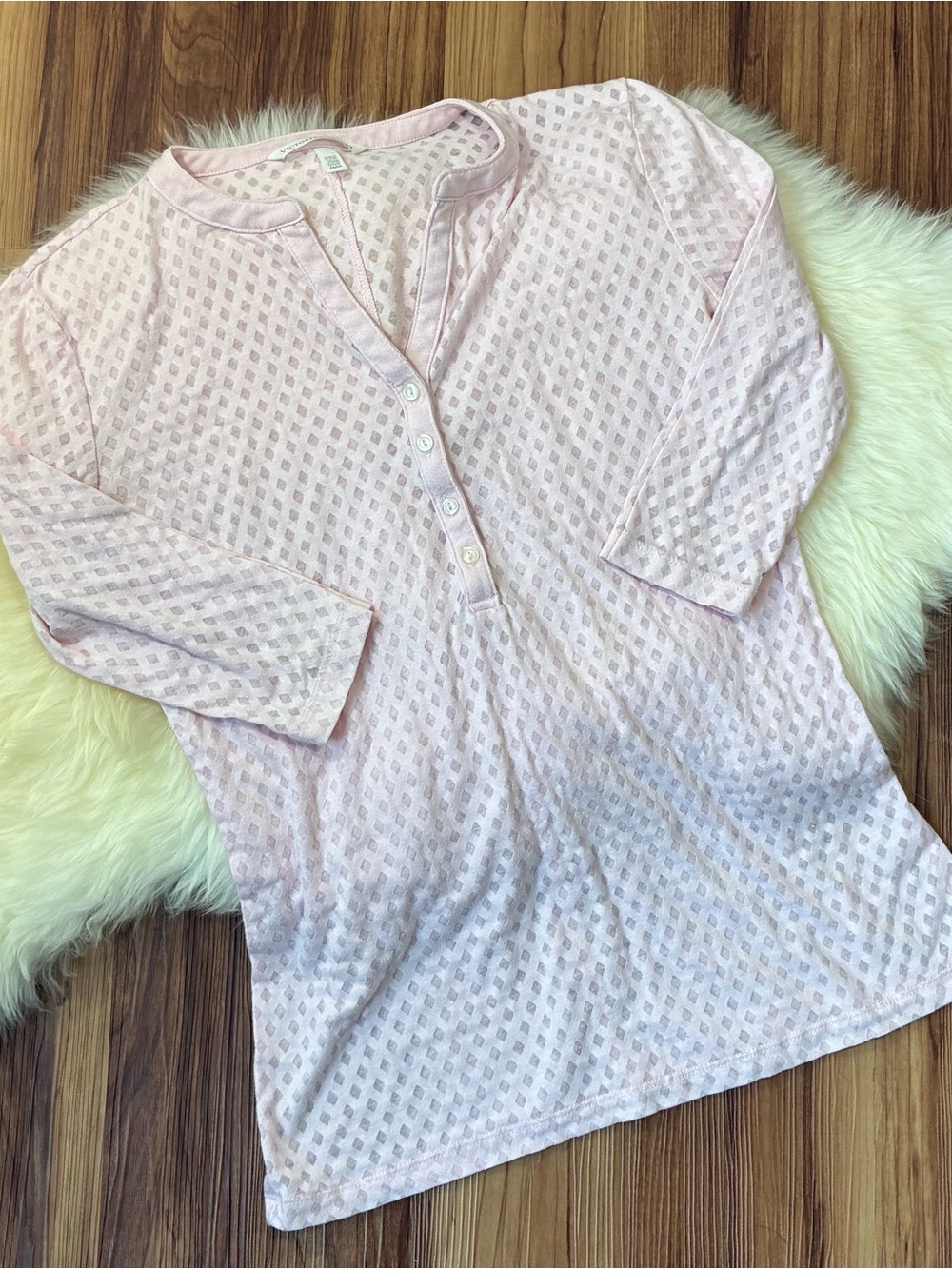 Victoria’s Secret Pink Half Button Up Quarter Sleeve Girly Femme Top • Size M